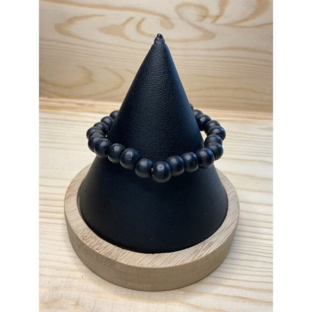 Black Bead Stretch Bracelet